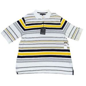 Sean John Vintage Deadstock NWT Y2K Bleach White/ Yellow/ Black Waffle Knit Polo